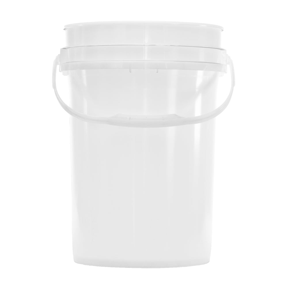 6 Gallon Round Plastic Buckets (White) w/ Wire Bale Handle & Grip