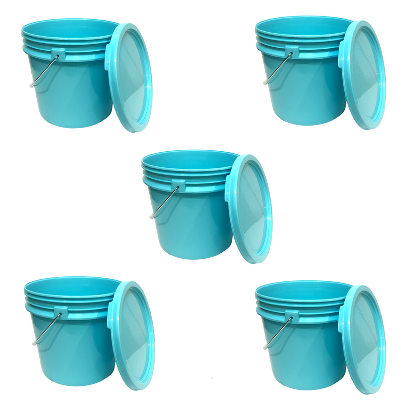 3.5 Gallon Bucket Metal Handle with lid, Aqua Blue color
