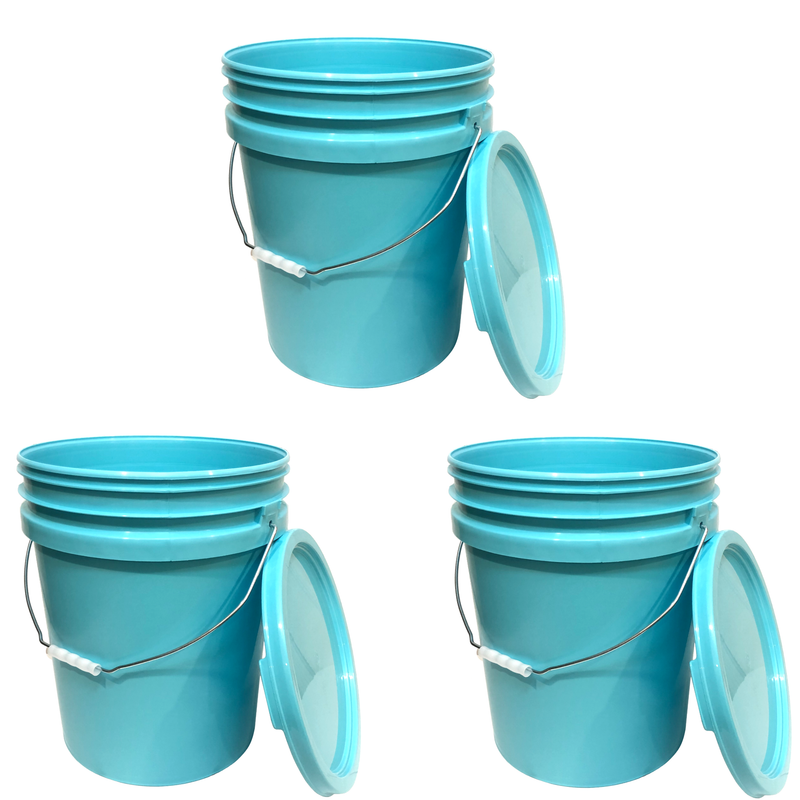 5 Gallon Bucket Metal handle with lid, Aqua Blue Color