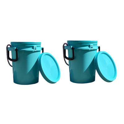 ISmart Bucket - 5 Gallon Rope Handle Bucket with Lid, Aqua Blue