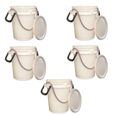 ISmart Bucket - 5 Gallon Rope Handle Bucket with Lid, White Color