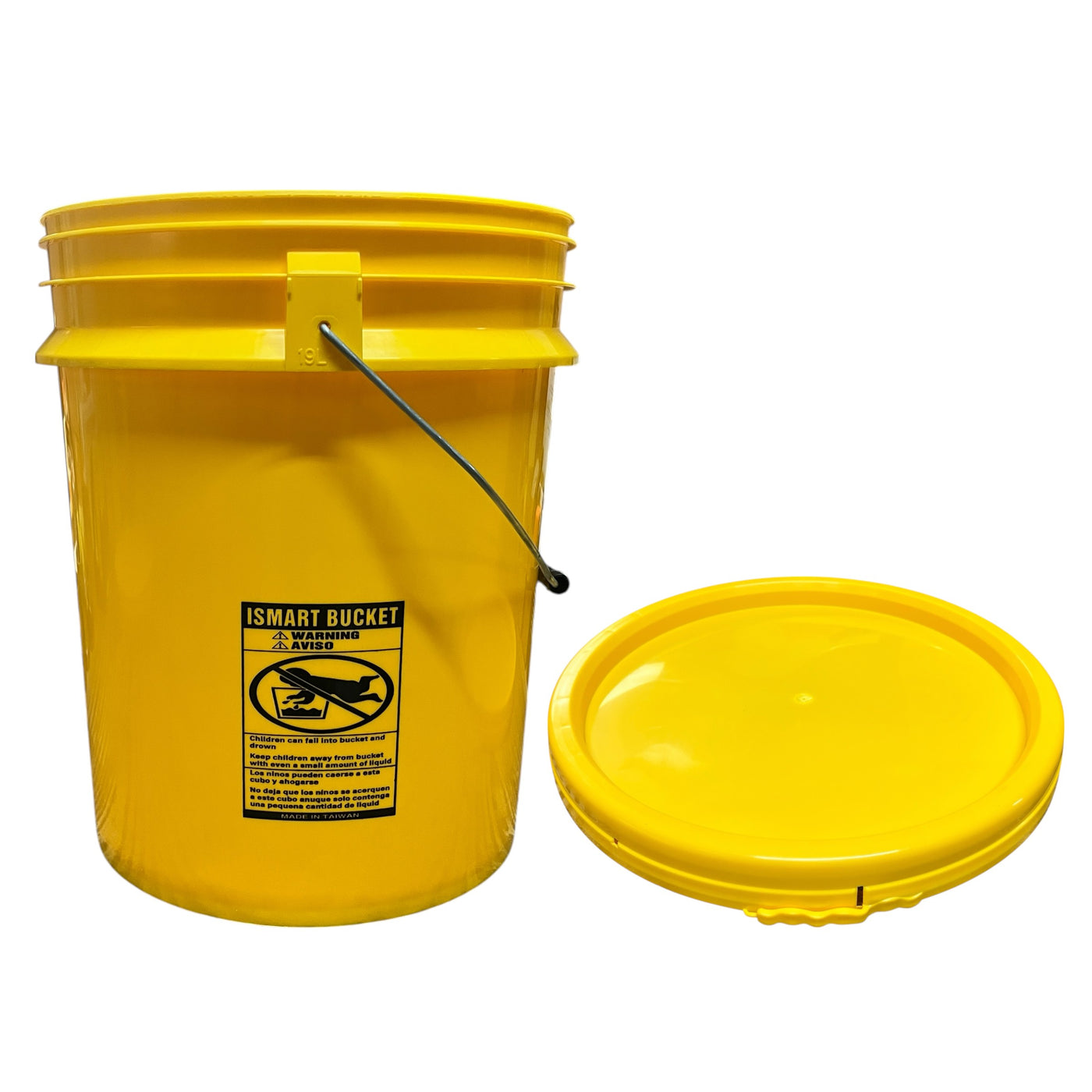 5 Gallon Outdoor Metal Handle Bucket with Lid, Yellow Color
