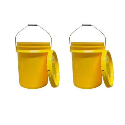 5 Gallon Outdoor Metal Handle Bucket with Lid, Yellow Color