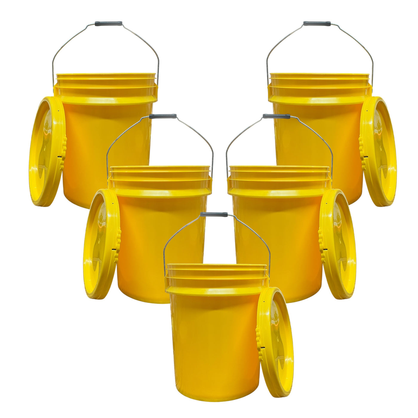 5 Gallon Outdoor Metal Handle Bucket with Lid, Yellow Color