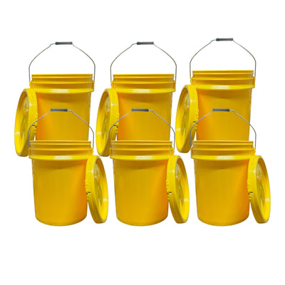 5 Gallon Outdoor Metal Handle Bucket with Lid, Yellow Color