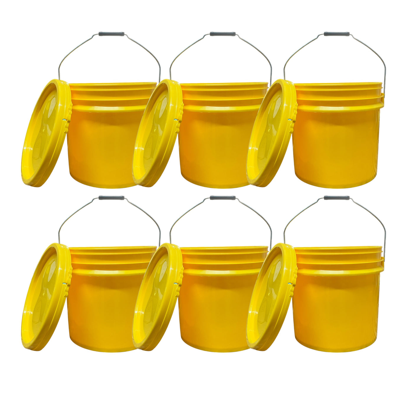 4 Gallon Outdoor Metal Handle Bucket with Lid, Yellow Color