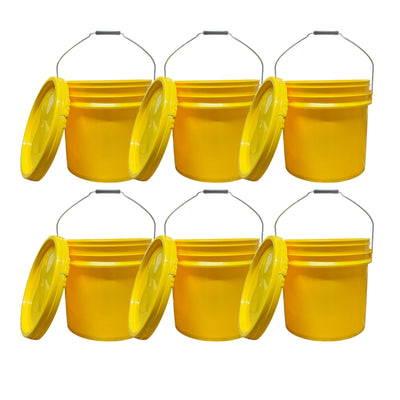 4 Gallon Outdoor Metal Handle Bucket with Lid, Yellow Color