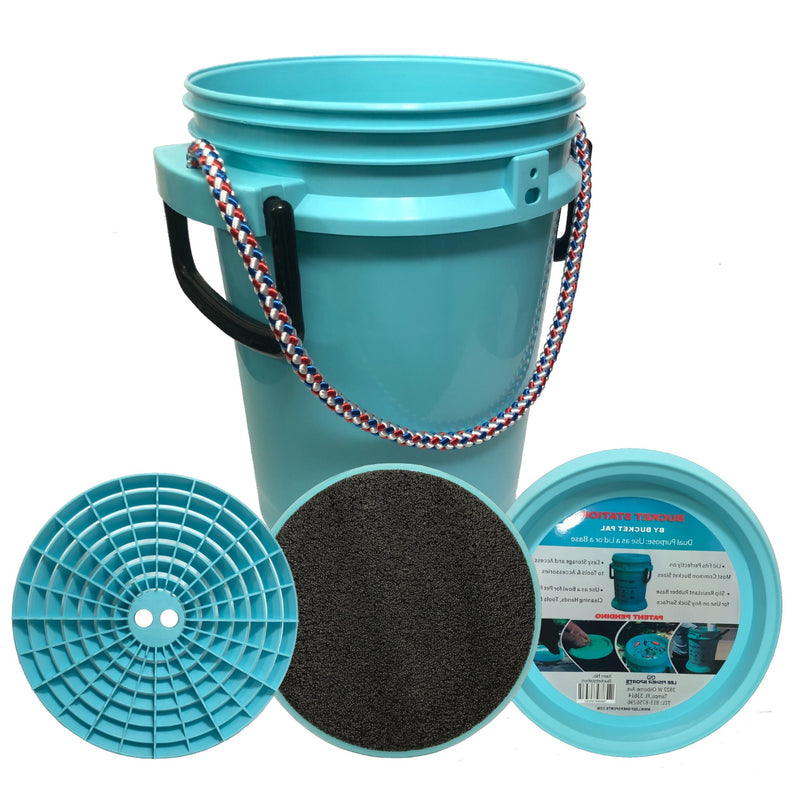 Padded Thick Foam Bucket Seat with 5 Gallon Bucket - Aqua Blue