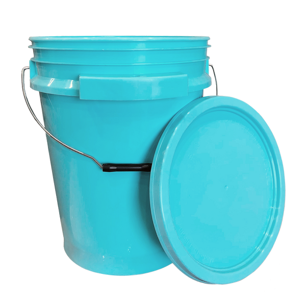 Colored plastic 5 outlet gallon buckets